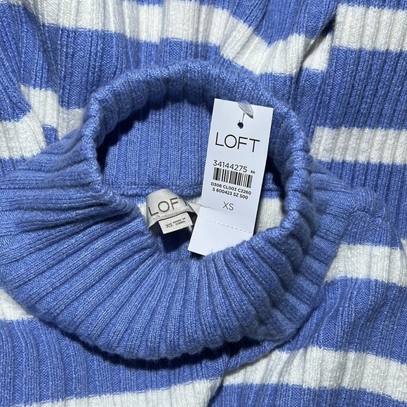 LOFT Striped Ribbed Sweater Luxe Larimar - Picture 4 of 5